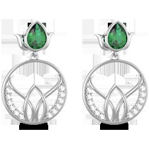 18K White Gold Earring with Emerald