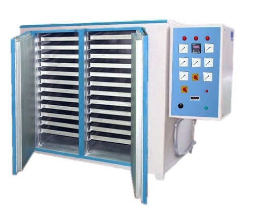 Tray Dryer - M.S. Sheet, 43x84x91 cm, Hammer Tone Painted | Uniform Heating, Adjustable Shelves, Glass Wool Insulation, Strip Heaters