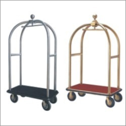 Hotel Luggage Trolley - Stainless Steel, Brass and Silver Finish | Long Lasting, Rust Free, Elegant Design, Smooth Texture