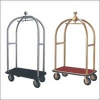 Hotel Luggage Trolley - Stainless Steel, Brass And Silver Finish | Long Lasting, Rust Free, Elegant Design, Smooth Texture