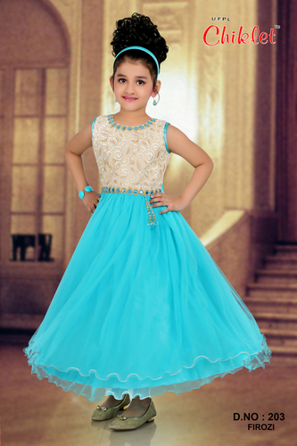 Firozi Long Frocks - Jacquard, Embroidered Design for Girls Aged 2-7 | Lightweight Comfort, Easy to Wash, Glorious Colorfastness