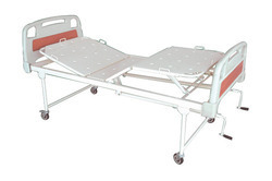 Hospital Fowler Bed - Steel, 2030x900x600 Mm, White | Four Sections, Manual Crank Adjustment, Collapsible Rails, Powder Coated Finish