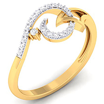 18K Yellow Gold Ring with Diamonds