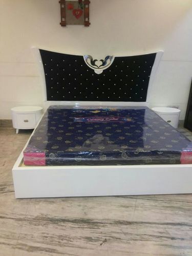 Designer Wooden Bed - Solid Wood & Bamboo Build , Steel, Iron, Aluminum Alloy Accents, Leather & Plastic Details