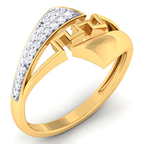 18K Yellow Gold Ring with Diamonds