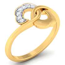 18K Yellow Gold Ring with Diamonds