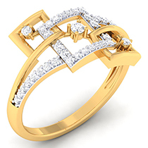 18K Yellow Gold Ring with Diamonds