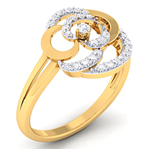 18K Yellow Gold Ring with Diamonds