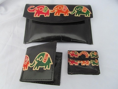 Hand printed leather bag