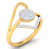18K Yellow Gold Ring with Diamonds