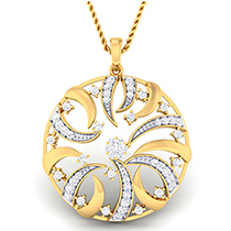 18K Yellow Gold Pendant with Diamonds - 5.085g, 0.619ct IJ-SI to VVS Diamond Quality, Customizable Design, BIS Hallmarked