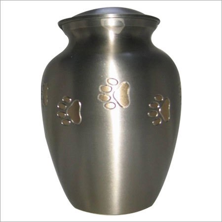 Silver Urn with Gold Paw Prints