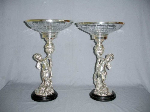Brass Decorative Dish Stand Pair