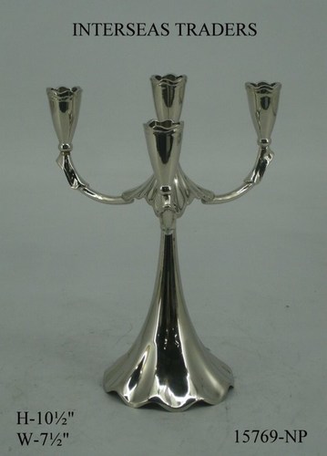Nickel Plated Candle Holder - Handmade Brass Metal , Corrosion Resistant, Mirror Polish, Attractive Design, Pleasing Pattern