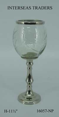 Plating Glass Chimney Brass Candle Stand