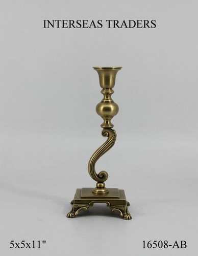 Brass Pillar Candle Stand - Handmade Metal Ornament, Plated Finish with Attractive Look and Rust Resistance