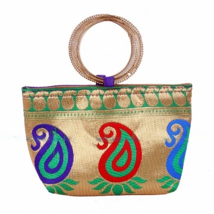 Hand Bag - Bangle Type with Mixed Print Design