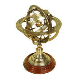 Brass Armillary On Wooden Base