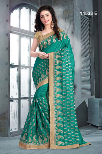Bhagalpuri Saree - Art Silk, 5.5 Meters, Teal | Paisley Design, Soft Fabric, Comfortable Fit, Vibrant Color