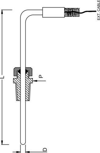 BAYONET THERMOCOUPLE RIGHT ANGLE MOUNTING
