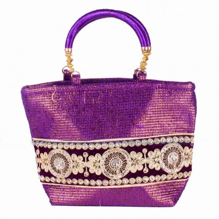 Hand Bag - Jute with Rich Gold Embroidery