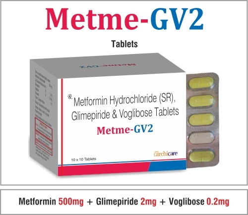 Metformin Hydrochloride 500 mg. + Glimepiride 2 mg. + Voglibose 0.2 mg.