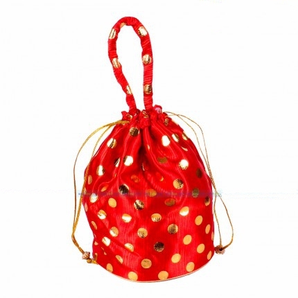 Potli Bag - Golden Dots with Round Base