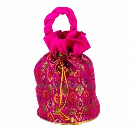 Potli Bag - Golden Leaf Design