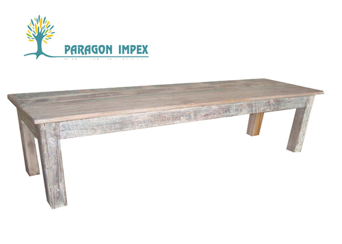 Reclaimed Wood Dining Bench - Reclaimed Wood, Varied Sizes, Whitewash Finish | Rustic Charm, Durable, Stylish Design
