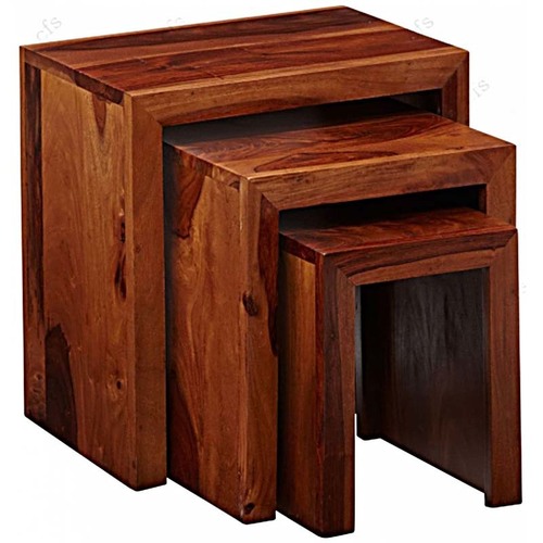 Nest of Table - Sheesham Wood, Three Sizes, Polished Finish | Space-Saving Design, Versatile Use, Stylish Aesthetic, Durable Material, Easy Assembly