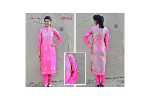 Digital Kurti - Cotton, 50 Inches, Pink, High Neck | Stylish Design, Comfortable Fabric, Customizable Prints, Long Sleeve