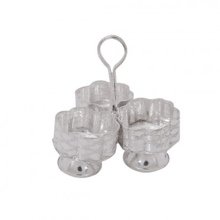 German Silver Kum Kum Holder With 3 Cups