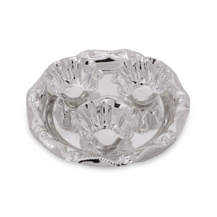 German Silver Plate Round Shaped With 3 Cups Small