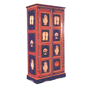 Painted Furniture-Almirah - Wood, 72x36x18 Inches, Red | Elegant Design, Hand-Painted Art, Spacious Storage, Easy Assembly