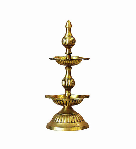 Brass Step Lamp Beautiful Brass Step Deepam - Brass, 10-12 Inches, Gold | Two-Tiered, Elegant Design, Spiritual Lighting