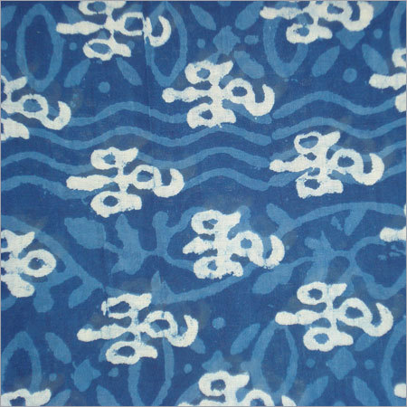 Hand Block Print - Cotton Fabric, Variable Dimensions, Blue Floral Design | Durable, Handcrafted Textile Art, Unique Vibrant Colors