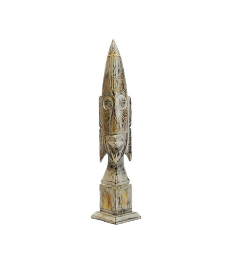 Hand Carved White Wooden Tribal Statue