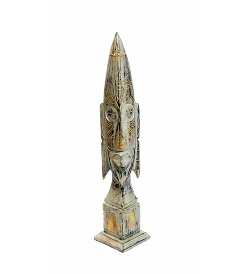 Hand Carved White Wooden Tribal Statue