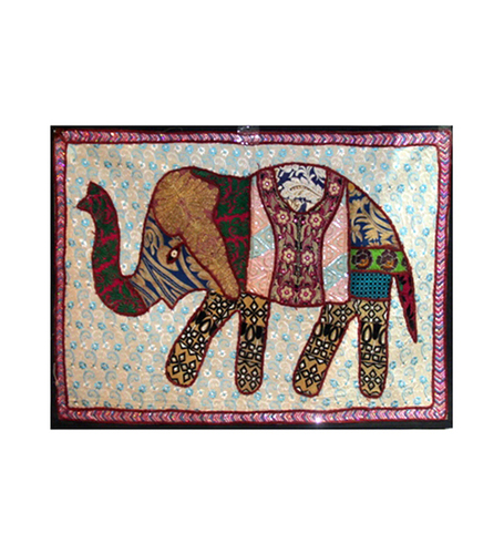 Elephant Zari Embroidery Sequins Work on Cloth
