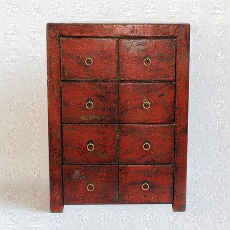 Red Lacquer Side Cabinet