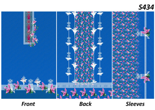 Ladies Printed Fabrics - Cotton, 44" Width, 55" Length, Blue Floral | Stylish Prints, Soft, Comfortable, Durable