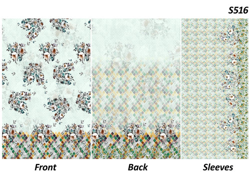 Ladies Printed Fabrics - Cotton Blend, 44 Inches, Light Green | Stylish Prints, Soft Fabric, Durable Material