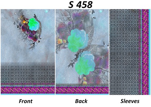 Ladies Printed Fabrics - Cotton Blend, 44" Width, Grey | Floral Design, Stylish Prints, Soft Fabric, Durable, Comfortable