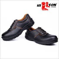 Lace Shoes - Leather Upper, PU Outsole | Anti-Static, Black Color for Men