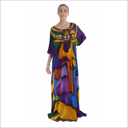 Printed Crepe Kaftan Dress