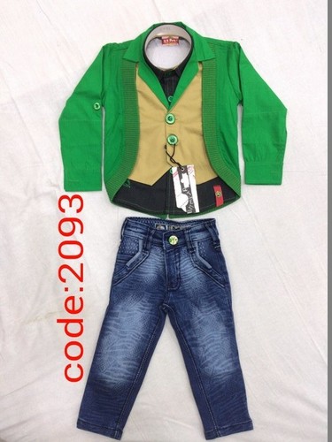 Green And Blue Kids Party Wear