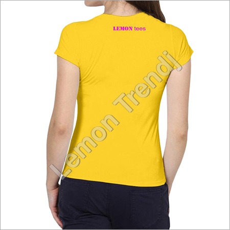 Lemon Round Neck Girls T shirt Yellow