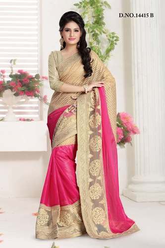 Lycra Saree - Lycra, 5.5 meters x 1.1 meters, Pink | Comfortable Wear, Elegant Design, Gorgeous Color, Party Wear, Perfect Fit, Stretchable Fabric, Stylish Look