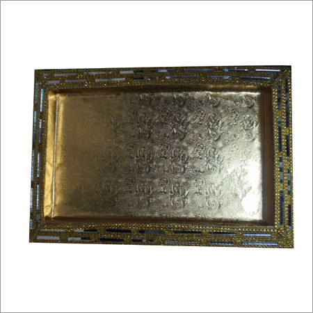 Dry Fruit Tray - Wood/Metal, 12x8x2 Inches, Matte Gold | Elegant Design, Durable, Easy to Clean