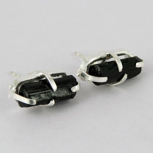 Fashion Beauty !! Black Onyx 925 Sterling Silver Studs Earring